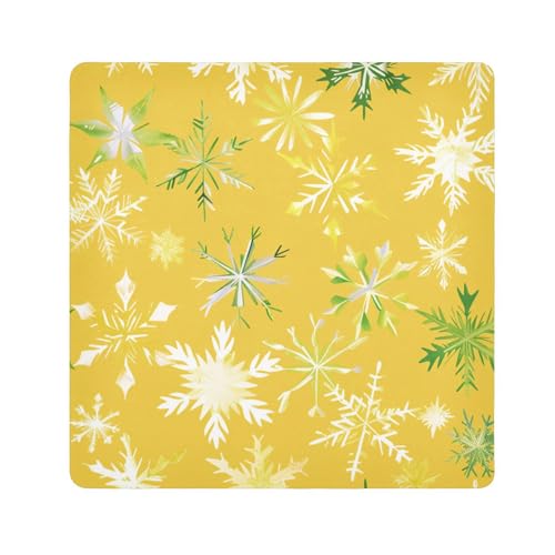 EtherSpher Kosmetiktasche mit Weihnachtsmotiv, Motiv: gelbe Schneeflocken, 55 x 55 cm, für Damen, Gelbe Schneeflocken Weihnachten, 21.7x21.7in von EtherSpher