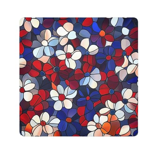 EtherSpher Kosmetiktasche mit amerikanischen Blumen, tragbar, Reise-Organizer, 55 x 55 cm, Rot und Blau, Rote und blaue amerikanische Blumen, 21.7x21.7in von EtherSpher
