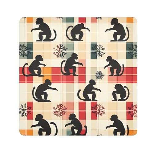 EtherSpher Kosmetiktasche mit buntem Affenbüffel, kariert, Schneeflocken, Weihnachten, Reise-Kosmetiktasche, Kamera-Objektivtuch, tragbarer Organizer, 55 x 55 cm, Verpackung für Toilettenartikel, EtherSpher Kosmetiktasche mit buntem Affenbüffel, kariert, Schneeflocken, Weihnachten, Reise-Kosmetiktasche, Kamera-Objektivtuch, tragbarer Organizer, 55 x 55 cm, Verpackung für Toilettenartikel, von EtherSpher