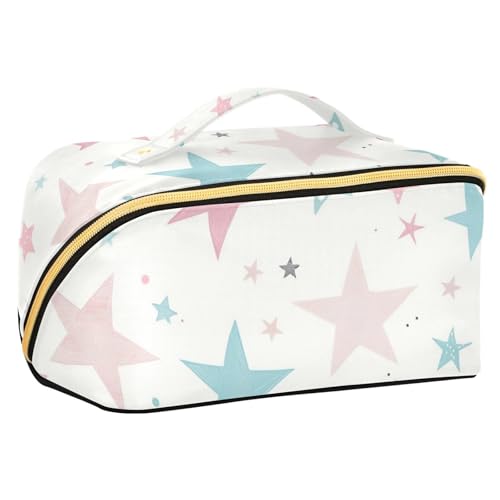 EtherSpher Kosmetiktasche mit buntem Cartoon-Stern-Design, mit Trennwänden, leicht, Reise-Kosmetiktasche für Damen, vertikal, freistehend von EtherSpher