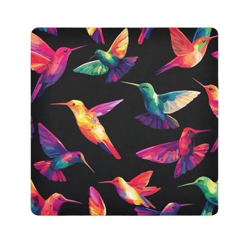 EtherSpher Kosmetiktasche mit buntem Kolibri, Kamera-Objektivtuch, selbstklebend, 55 x 55 cm, für Damen, Farbiger Kolibri, 21.7x21.7in von EtherSpher