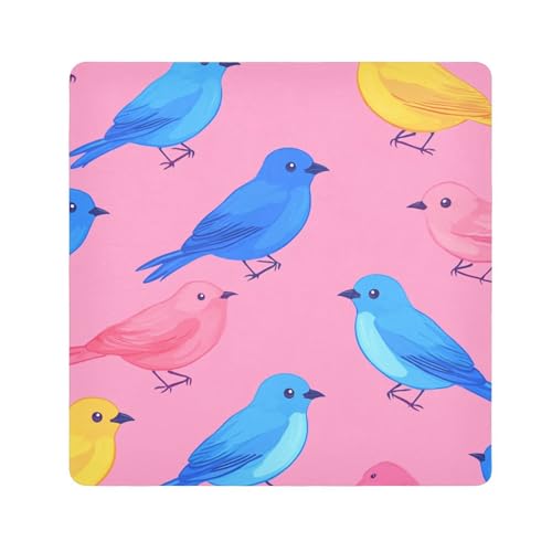 EtherSpher Kosmetiktasche mit buntem Vogelmotiv, selbstklebend, 55 x 55 cm, für Damen, Bunte Vogel, 21.7x21.7in von EtherSpher