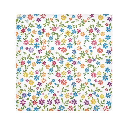 EtherSpher Kosmetiktasche mit bunten Blumen, Kamera-Objektivtuch, selbstklebend, Make-up-Organizer für Damen, 55 x 55 cm, Mehrfarbiges Blumenmuster, 21.7x21.7in von EtherSpher