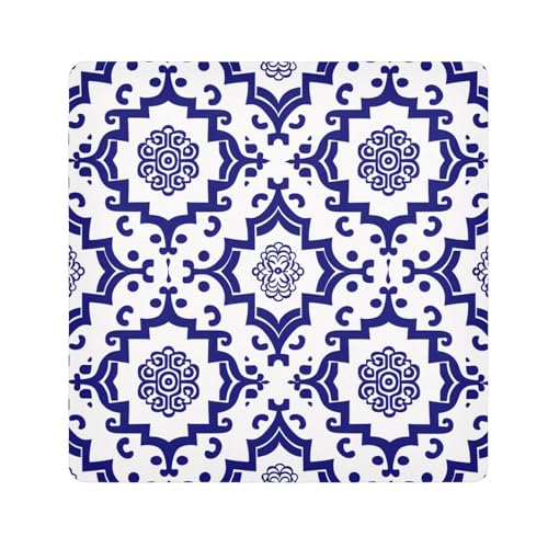 EtherSpher Kosmetiktasche mit chinesischen geometrischen Mustern, dunkelblau, magischer Aufkleber, Kosmetiktasche, Organizer, Wickeltasche für Damen, 55 x 55 cm, Chinesische geometrische Muster, von EtherSpher