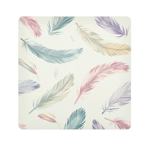 EtherSpher Kosmetiktasche mit einfachen farbigen Federn, Kamera-Objektivtuch, schützender Organizer, 55 x 55 cm, Kosmetik-Organizer für Reisen, Schlichte farbige Federn, 21.7x21.7in von EtherSpher