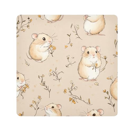 EtherSpher Kosmetiktasche mit niedlichem Cartoon-Hamster, Kamera-Objektivtuch, schützende Make-up-Tasche, Organizer, 55 x 55 cm, für Damen, Niedlicher beiger Cartoon-Hamster, 21.7x21.7in von EtherSpher