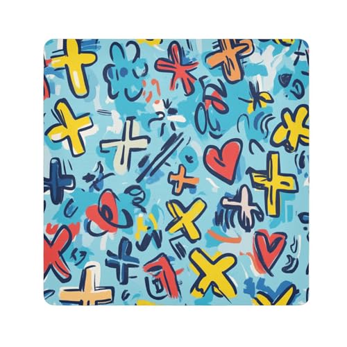 EtherSpher Kosmetiktasche mit niedlichem Kreuz, buntes Kreuz, magischer Aufkleber, Make-up-Organizer, 55 x 55 cm, für Damen, Niedliches buntes Kreuz, 21.7x21.7in von EtherSpher
