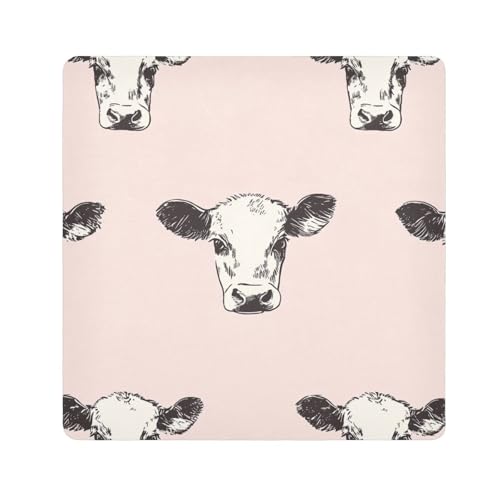 EtherSpher Kosmetiktasche mit niedlicher weißer Kuh-Motiv, Stoff, magische Reisetasche, Organizer, 55 x 55 cm, für Organisation, Cartoon-niedliche weiße Kuh, 21.7x21.7in von EtherSpher