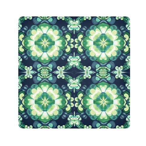 EtherSpher Kosmetiktasche mit vierblättrigem Kleeblatt, magischer Aufkleber, Schmuck-Organizer, 55 x 55 cm, für Reisen, Vierblättriges Kleeblatt grün, 21.7x21.7in von EtherSpher