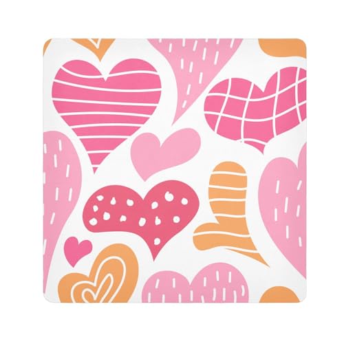 EtherSpher Kosmetiktasche zum Valentinstag, Herzen, pfirsichrot, für Kameralinsen, selbstklebend, Kosmetiktasche, Organizer, Verpackung, 55 x 55 cm, für Toilettenartikel, Valentinstag Herzen von EtherSpher