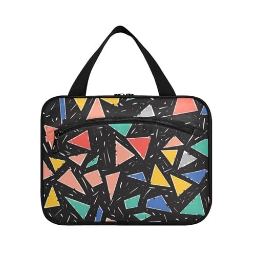 EtherSpher Kulturbeutel für Damen mit abstrakten geometrischen Formen, zum Aufhängen, mit Haken, zusammenklappbare Designer-Make-up-Tasche für Auto, Reisen, Make-up, Fitnessstudio, Bolso de Mano Para von EtherSpher