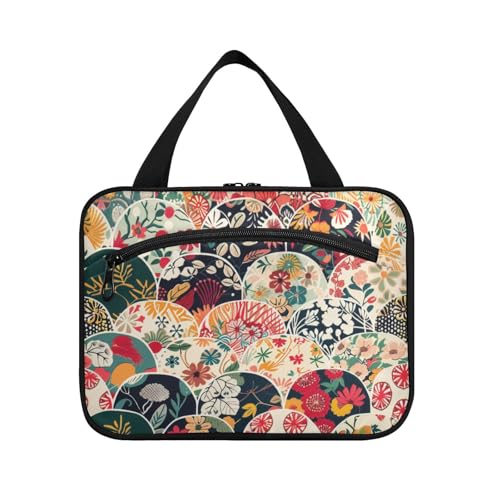 EtherSpher Kulturbeutel für Herren, japanischer Stil mit Fächermuster, zum Aufhängen, tragbare Designer-Kulturbeutel für Reisende, Camping, Maletín para maquillaje L, Japanischer Stil mit Fächermuster von EtherSpher