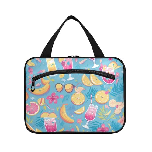 EtherSpher Kulturbeutel mit Cartoon-Comic-Motiv, leuchtende Farben, für den Sommer, für Reisen, mit Haken, Designer-Essentials-Tasche für Toilettenartikel, Reiseutensilien, für Damen, Urlaub, Bolsos von EtherSpher