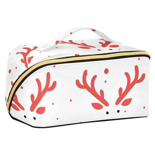 EtherSpher Kulturbeutel mit Cartoon-Rentier-Motiv, mit Trennwänden, große Kosmetiktasche für Damen, Reisegröße, Zubehör von EtherSpher