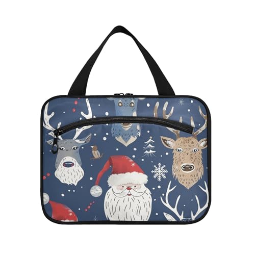 EtherSpher Kulturbeutel mit Haken, skandinavischer Stil, Weihnachtsmann, Safarimerry, Weihnachten, hängende Kulturtasche für Damen, mit Haken, Designer-Medizintaschen für Reisezubehör, Arbeit, Bolso von EtherSpher