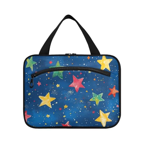 EtherSpher Kulturbeutel mit Ölgemälde, Sterne, zum Aufhängen, Reise-Organizer mit Haken, waschbar, Designer-Make-up-Tasche für Auto, Kreuzfahrten, Bolso de Mano Para, Hombre L, Blaues Ölgemälde mit von EtherSpher