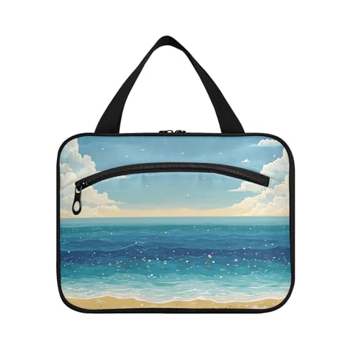 EtherSpher Kulturbeutel mit Strandmuschel und Möwe, zum Aufhängen, für Herren, mit Haken, Designer-Medizin-Tasche für Reisen, Zubehör für Frauen, Kreuzfahrten, Bolso Para, Maquillaje L, Strandmuschel von EtherSpher