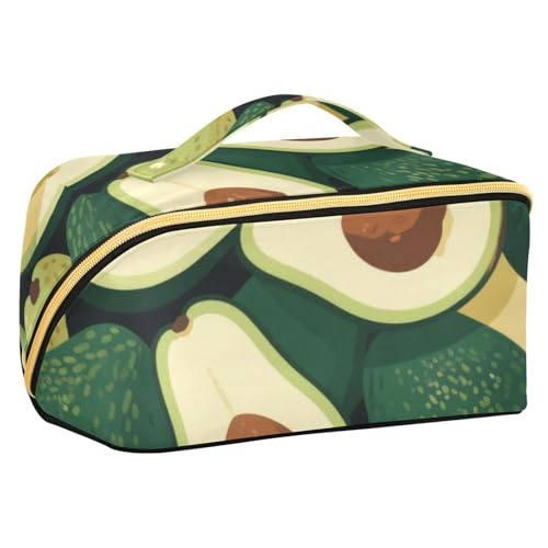 EtherSpher Kulturbeutel mit Trennwänden, Cartoon-Avocado-Früchte, leicht, Kosmetiktasche für Damen, vertikal, freistehend, Grün von EtherSpher