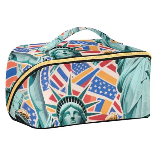 EtherSpher Kulturbeutel mit Trennwänden, Cartoon-Mode, Freiheitsstatue, leichte Kosmetiktasche für Geldbörse, Reisegröße, Zubehör von EtherSpher