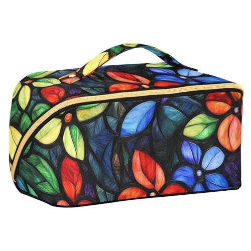 EtherSpher Kulturbeutel mit Trennwänden, Motiv: Ölgemälde, Blumenmotiv, stilvolle Make-up-Tasche für Damen, Reise-Zubehör von EtherSpher