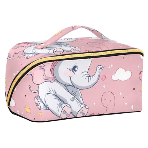 EtherSpher Kulturbeutel mit Trennwänden, Reißverschluss, Kosmetiktasche für Geldbörse, Reisegröße, Cartoon-Motiv, Braun von EtherSpher