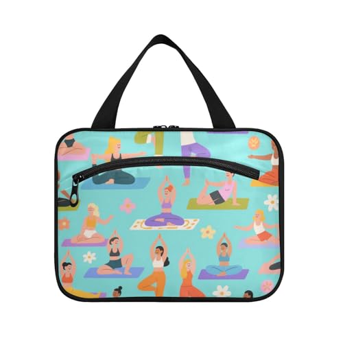 EtherSpher Kulturbeutel mit niedlichem Cartoon-Motiv, zum Aufhängen, mit Haken, tragbare Designer-Make-up-Tasche für Frauen, Reisen, Blau, Größe L, Niedliches Cartoon-Yoga-Blau, Large EtherSpher Kulturbeutel mit niedlichem Cartoon-Motiv, zum Aufhängen, mit Haken, tragbare Designer-Make-up-Tasche für Frauen, Reisen, Blau, Größe L, Niedliches Cartoon-Yoga-Blau, Large von EtherSpher