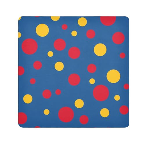 EtherSpher Kulturbeutel mit niedlichen Punkten, Rot und Gelb, selbstklebend, Reiseverpackung, 55 x 55 cm, für Damen, Rote und gelbe Cartoon-Punkte, 21.7x21.7in von EtherSpher