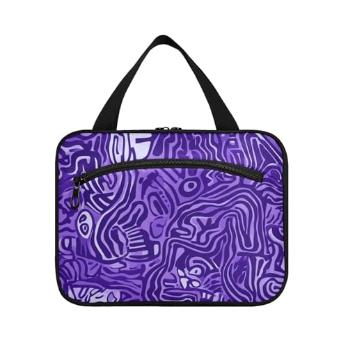 EtherSpher Kulturbeutel mit unregelmäßigen abstrakten Linien, zum Aufhängen, für Reisen, Damen, mit Haken, wasserdichte Designer-Kosmetiktasche für Reisezubehör für Frauen, Arbeit, Bolsas Para von EtherSpher