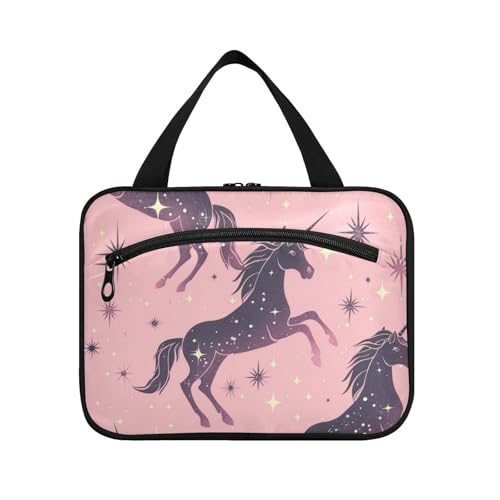 EtherSpher Kulturbeutel zum Aufhängen, Motiv: Fantasy-Sterne, Einhörner, zum Aufhängen, Reise-Organizer mit Haken, niedliche Designer-Tasche mit Fächern für Reiseutensilien, Reisen, Brochas von EtherSpher