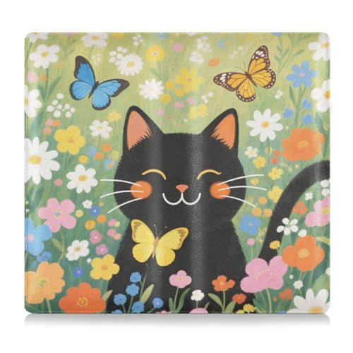 EtherSpher Kunst-Ölgemälde, Gartenkatze, PU-Leder, Toursuit, Auto-Zulassungs- und Versicherungskartenhalter, Brieftasche, Zubehörtasche für Ausweis, Führerschein, Schlüsselkontaktinformationskarten von EtherSpher