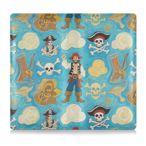 EtherSpher Kunst Ölgemälde Pirat Blau Premium Leder Registrierungs- und Versicherungskartenhalter Dokumententasche für Karten Essential Document Führerschein von EtherSpher