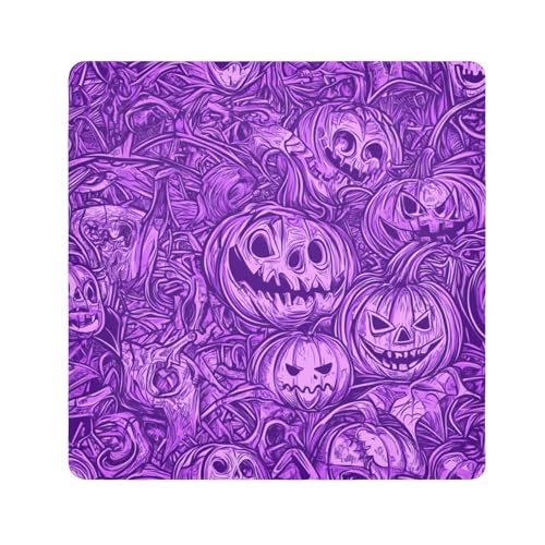 EtherSpher Lila Halloween Böser Kürbis Make-up Reisekoffer Tuch Tragbarer Kosmetik-Organizer Wrap 55 x 55 cm Wrapper Make-up für Frauen, Violetter Halloween-Kürbis, 21.7x21.7in von EtherSpher