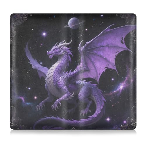 EtherSpher Lila Mysterious Dragon Leder Registrierungs- und Versicherungskartenhalter Essential Wallet Case für Karten, wichtige Dokumente, Führerschein Fahrzeug Papiere von EtherSpher