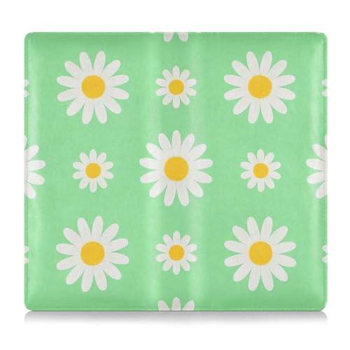 EtherSpher Lovely Daisy Floral Green White Premium Leather Car Insurance and Registration Card Holder Perfect Car Essentials Wallet for Driver License, Cards & Essential Documents von EtherSpher
