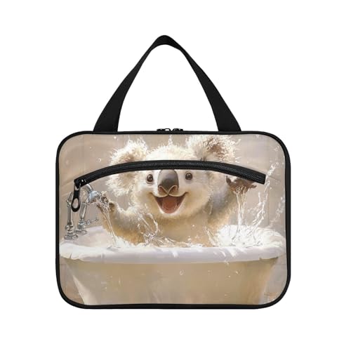 EtherSpher Lustiger Koala-Retro-Badewannenbeutel zum Aufhängen, groß, mit Haken, waschbar, Kulturbeutel zum Aufhängen, für Mütter, Urlaub, Organizer, Größe L, Lustige Koala Retro Badewanne, Large von EtherSpher