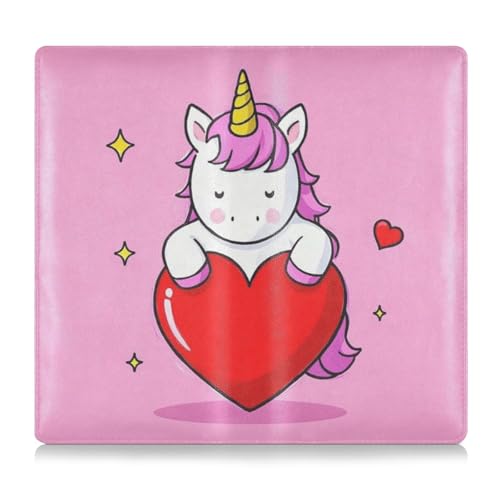 EtherSpher Lustiges Cartoon-Herz Tier Einhörner PU-Leder Auto Registrierung & Versicherung Kartenhalter Auto Brieftasche Etui Organizer für Ausweis, Führerschein, Schlüssel Kontaktinformationskarten von EtherSpher
