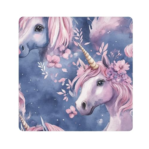 EtherSpher Make-up-Tasche, Cartoon-Motiv, niedliche weiße Einhörner, magischer Aufkleber, Schmuck-Organizer, 55 x 55 cm, für Damen, Niedliche weiße Cartoon-Einhörner, 21.7x21.7in von EtherSpher