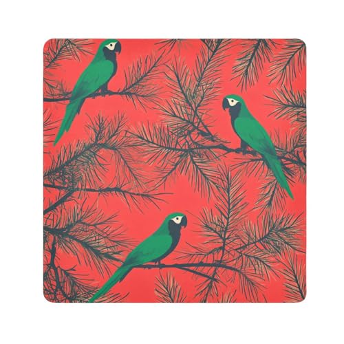 EtherSpher Make-up-Tasche, Motiv: Grüner Scharlachroter Ara, rote Kieferbäume, Frohe Weihnachten, Kamera-Objektivtuch, magischer Aufkleber, Make-up-Tasche, Organizer, 55 x 55 cm, Wrapper für Frauen, von EtherSpher