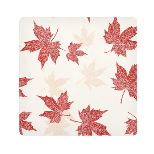 EtherSpher Make-up-Tasche, Motiv: rote Ahornblätter, selbstklebend, für Schmuck, 55 x 55 cm, für Damen, Rote Ahornblätter, 21.7x21.7in von EtherSpher