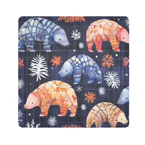 EtherSpher Make-up-Tasche, bunt, Pangolin, Büffel, kariert, Schneeflocken, Weihnachten, selbstklebend, 55 x 55 cm, für Damen, Bunte Pangolin-Büffelschneeflocken, kariert, Weihnachten, 21.7x21.7in EtherSpher Make-up-Tasche, bunt, Pangolin, Büffel, kariert, Schneeflocken, Weihnachten, selbstklebend, 55 x 55 cm, für Damen, Bunte Pangolin-Büffelschneeflocken, kariert, Weihnachten, 21.7x21.7in von EtherSpher
