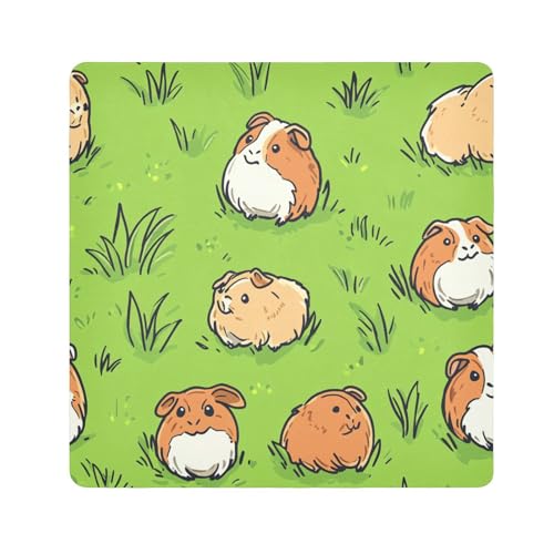 EtherSpher Make-up-Tasche, handgezeichnetes Meerschweinchen-Motiv, magischer Kosmetiktasche, Organizer, 55 x 55 cm, für Damen, Handgezeichnetes Meerschweinchen grün, 21.7x21.7in von EtherSpher
