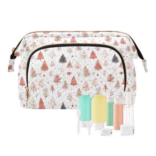 EtherSpher Make-up-Tasche für Damen, Motiv: Weihnachtsbaum, leicht, für Reisen, Münzgeldbörse für große Kapazität, Braun, Brauner Weihnachtsbaum, 1 size von EtherSpher