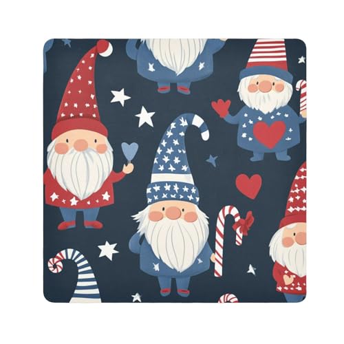 EtherSpher Make-up-Tasche für Damen, Motiv: Zwerge, schützender Stoff, 55 x 55 cm, Rot und Blau, Rote und blaue Valentins-Zwerge, 21.7x21.7in von EtherSpher