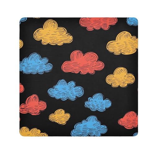 EtherSpher Make-up-Tasche für Damen, Motiv: bunte Wolken, magischer Make-up-Tasche, Organizer, 55 x 55 cm, Schwarz, Buntes Wolkenschwarz, 21.7x21.7in von EtherSpher