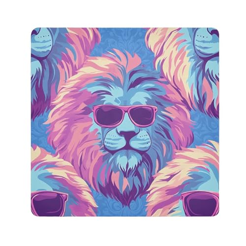 EtherSpher Make-up-Tasche für Kamera-Objektiv, magischer Make-up-Organizer, 55 x 55 cm, Blau / Violett, Cooler blau-violetter Löwe, 21.7x21.7in von EtherSpher