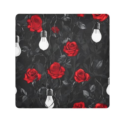EtherSpher Make-up-Tasche mit Blumenmuster, für Kamera, Objektiv, selbstklebend, Reise-Kulturbeutel, Organizer, 55 x 55 cm, Verpackung für Organisation, Blumen-Rosen-Gartenmuster, 21.7x21.7in von EtherSpher