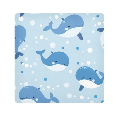 EtherSpher Make-up-Tasche mit Cartoon-Motiv Blauwale und Blasen, Kamera-Objektivtuch, magisch, selbstklebend, 55 x 55 cm, für Damen, Cartoon-Blauwale und Blasen, 21.7x21.7in von EtherSpher