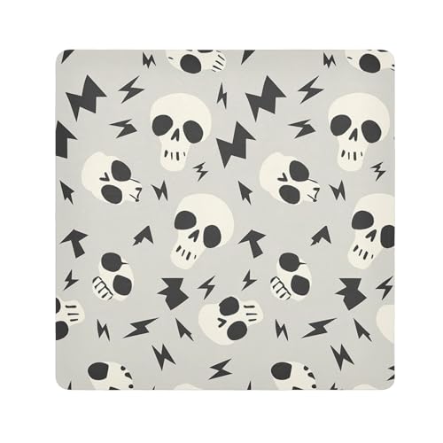 EtherSpher Make-up-Tasche mit Cartoon-Skelett-Motiv, für Kamera-Objektiv, magischer Kosmetik-Organizer, 55 x 55 cm, Beige, Beigefarbene Cartoon-Skelette, 21.7x21.7in von EtherSpher