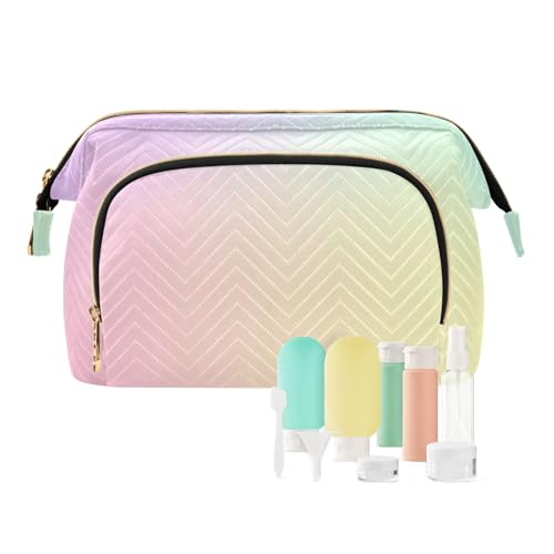 EtherSpher Make-up-Tasche mit Regenbogen-Farbverlauf, leicht, Kulturbeutel für Damen, Münzbörse für Make-up-Pinsel, Regenbogenverlauf, 1 size von EtherSpher