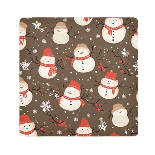 EtherSpher Make-up-Tasche mit Schneemänner-Motiv, niedliches Cartoon-Design, schwarz, für Weihnachten, magischer Aufkleber, Kosmetiktasche, Reisetasche, Organizer, Wickeltasche, 55 x 55 cm, für Damen, von EtherSpher